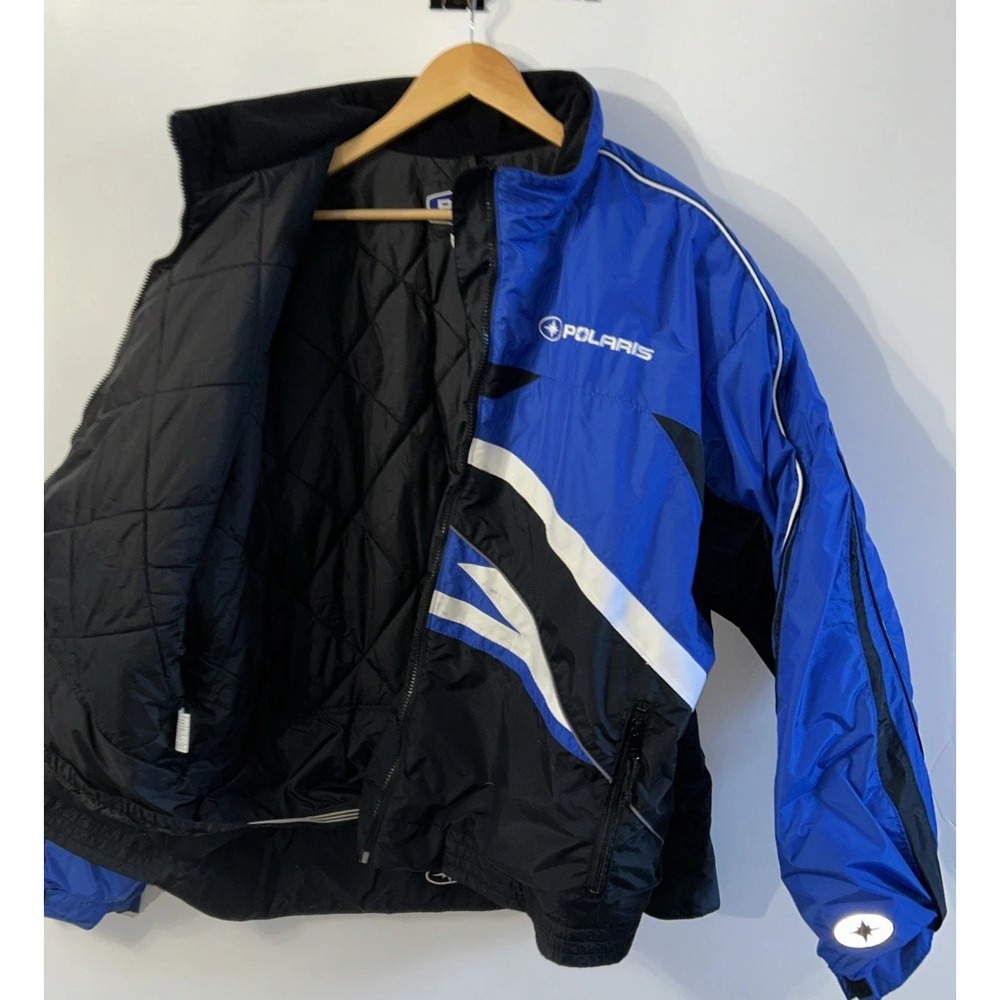 Mens Vintage Polaris Snowmobile Jacket Coat Winter Ski Full Zip Blue Black 2XL